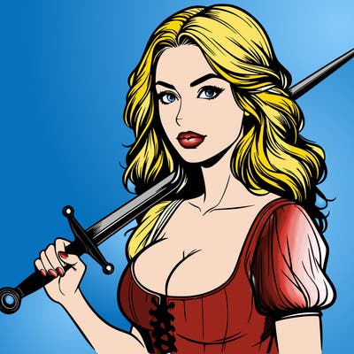 realistic woman with a sword