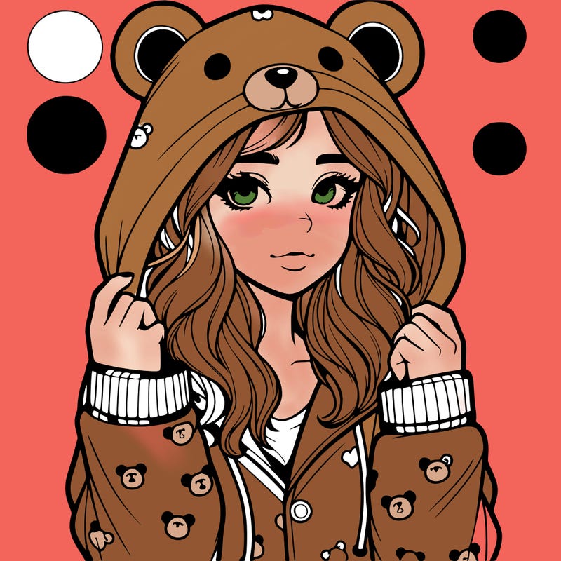 realistic girl in a animal pjs hoodie