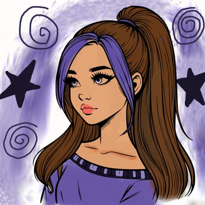 realistic girl with a high ponytail