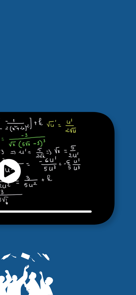 Amani - أماني - 教育コースからの手書きの微積分学の数式が表示されたビデオプレーヤー画面。