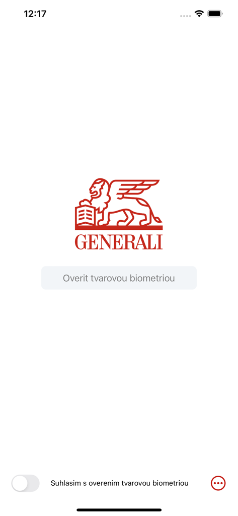 Generali over ma - Generali over ma identity verification screen with biometric login button