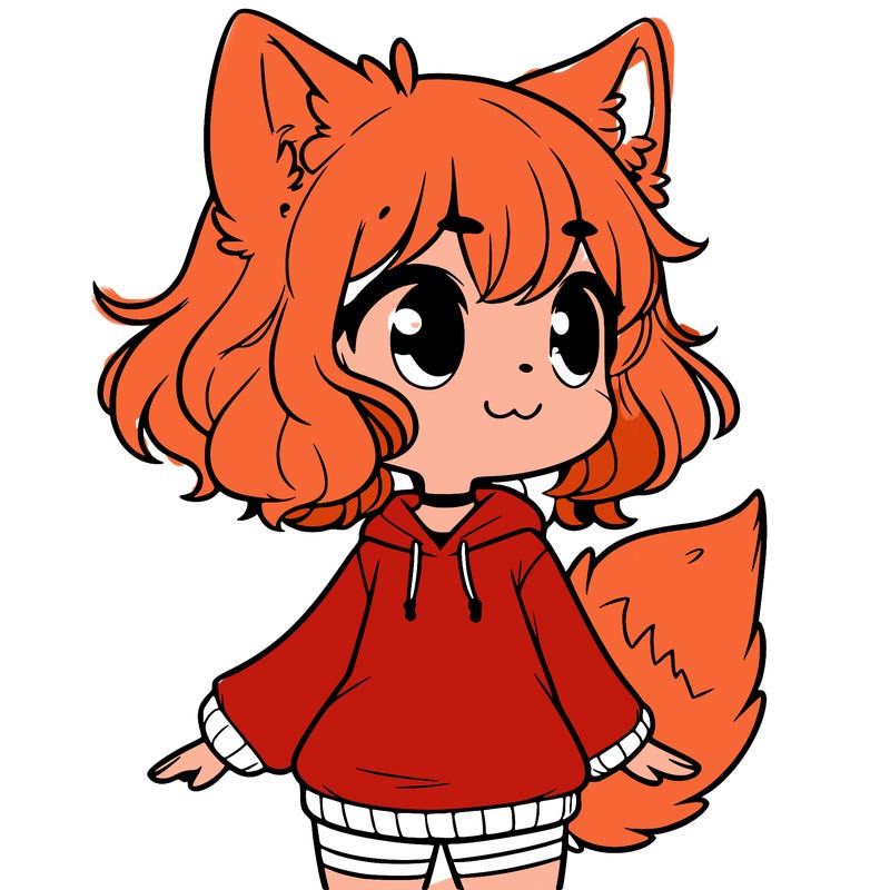 a girl with wolf ears and tail