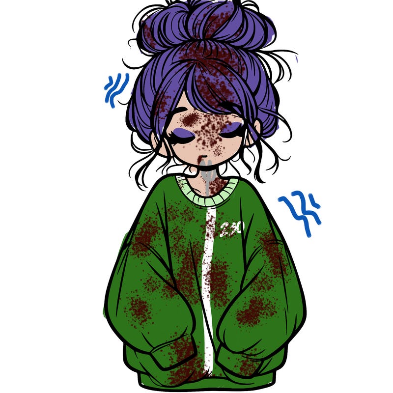 girl with baggy sweatshirt and messy bun