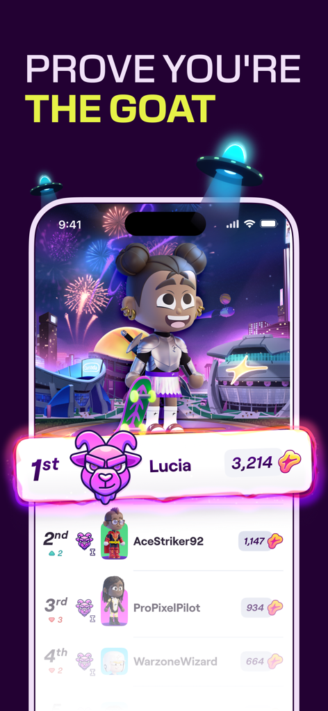 Omada - Make Sport Social - Clasificación de la app Omada mostrando los rankings de jugadores y avatares Omaji personalizados