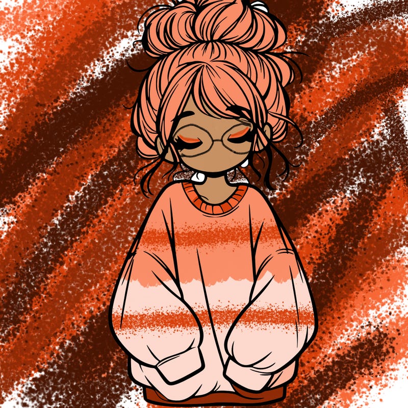 girl with baggy sweatshirt and messy bun