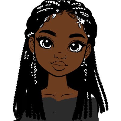 a realistic black girl with braids