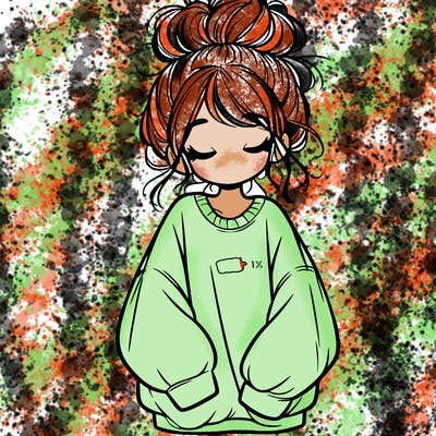 girl with baggy sweatshirt and messy bun