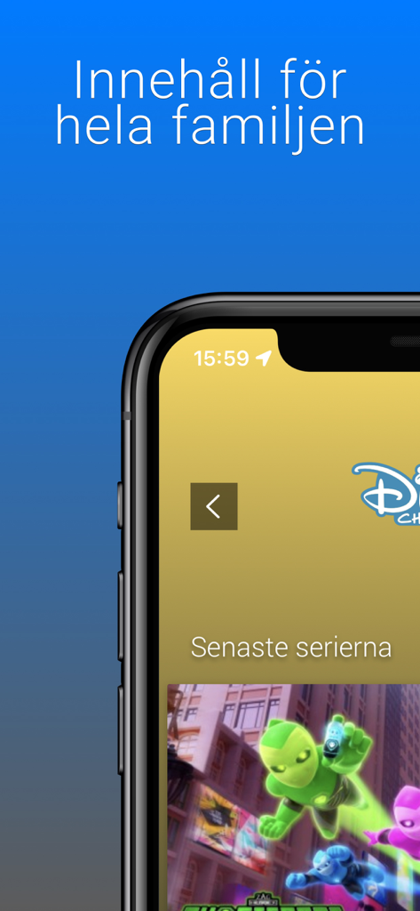 Telenor Stream - Telenor Stream app on a mobile phone displaying a screen with kids cartoons and family entertainment