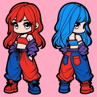 girl in crop top and baggy pants