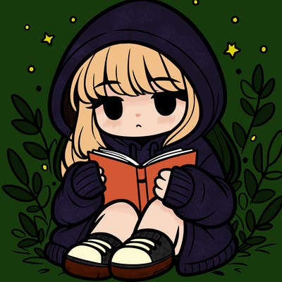 girl in oversized hoodie reading a book