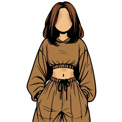 realistic girl faceless with baggy pants and a crop top