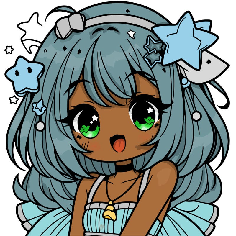 cute anime girl with star accessories