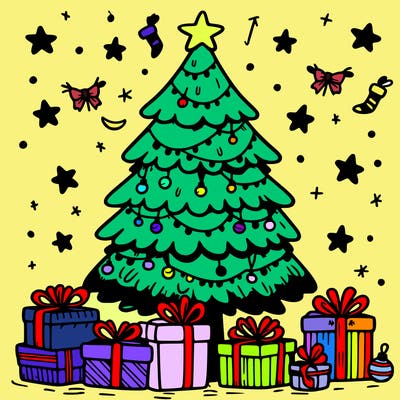 christmas tree with presents under