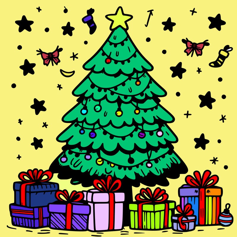 christmas tree with presents under