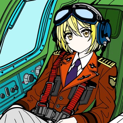 a pilot in plane in an anime design