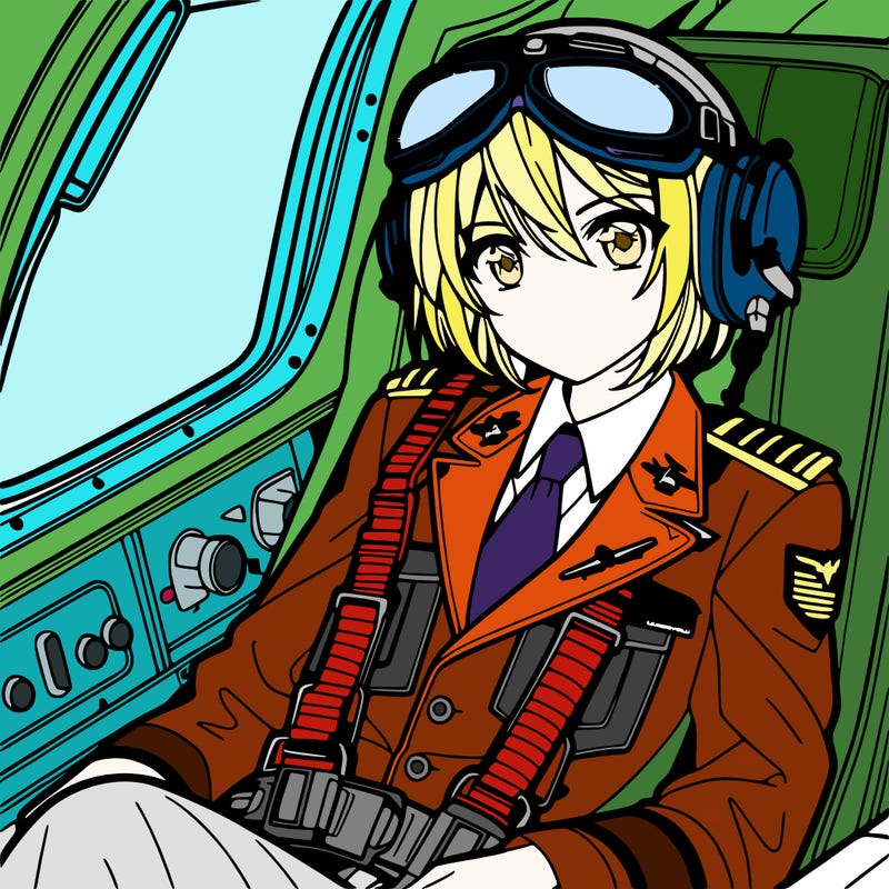 a pilot in plane in an anime design