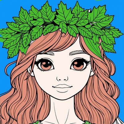 realistic girl with fall leaf crown
