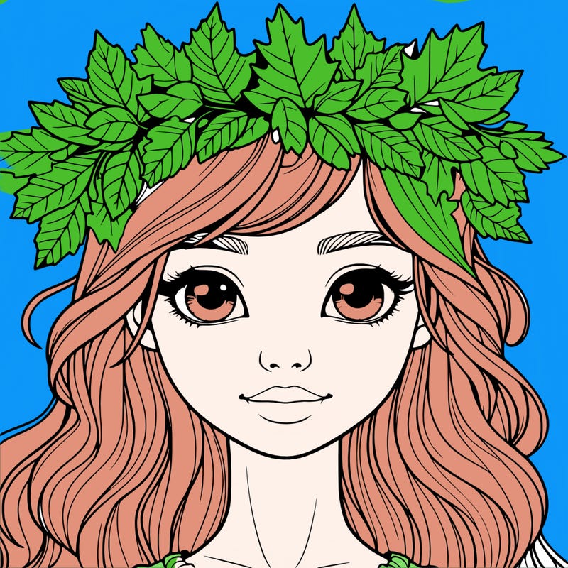 realistic girl with fall leaf crown
