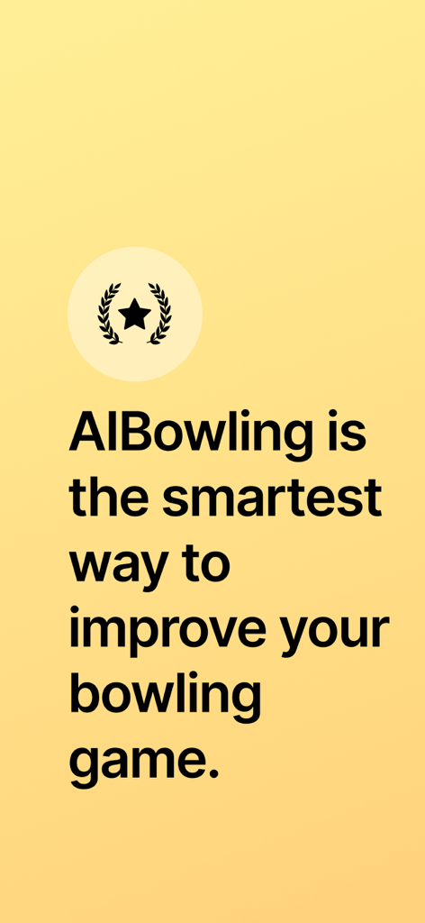 AI Bowling - A promotional screen for the AI Bowling app featuring a trophy icon and the text AIBowling is the smartest way to improve your bowling game