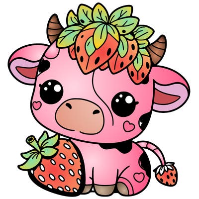 cute strawberry cow