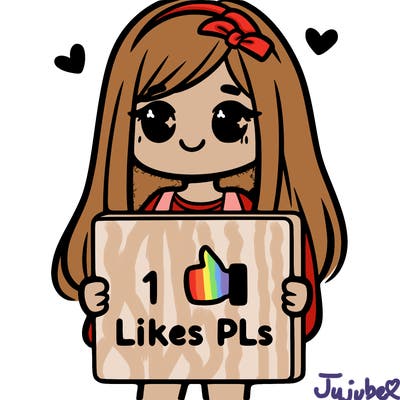girl holding a sign saying 10 likes pls
