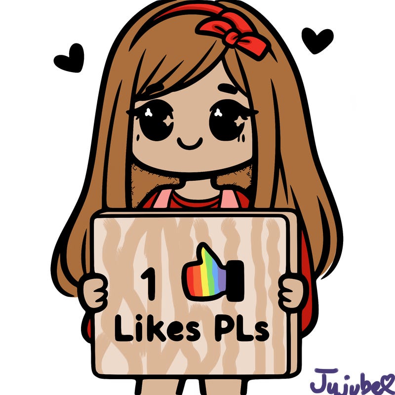 girl holding a sign saying 10 likes pls