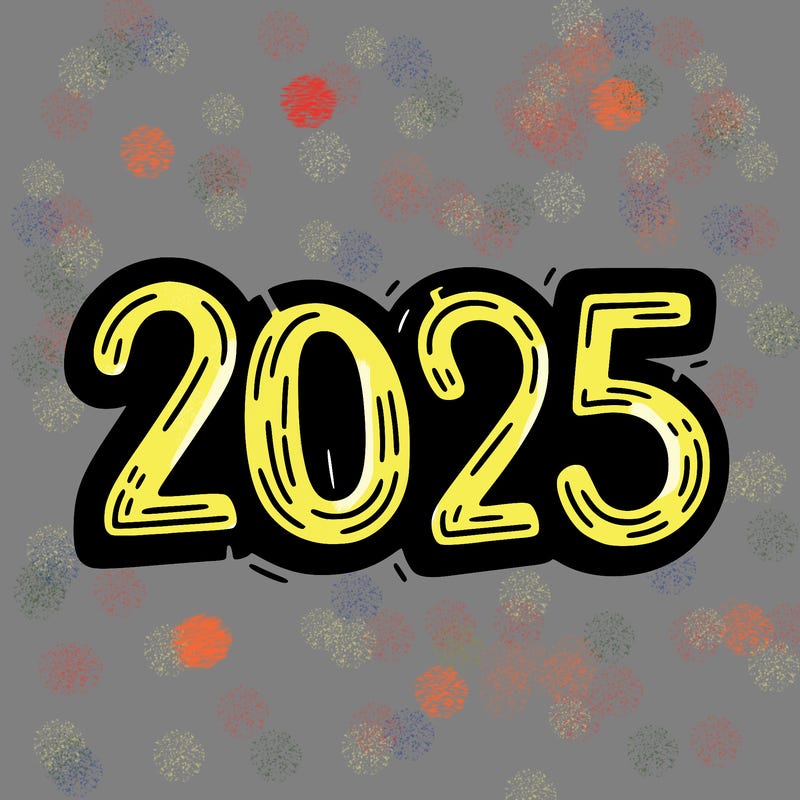 one line scrawled numbers sketch design “2025”