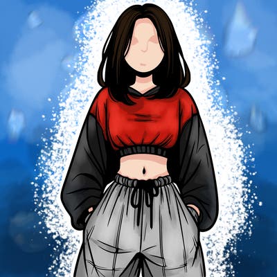realistic girl faceless with baggy pants and a crop top
