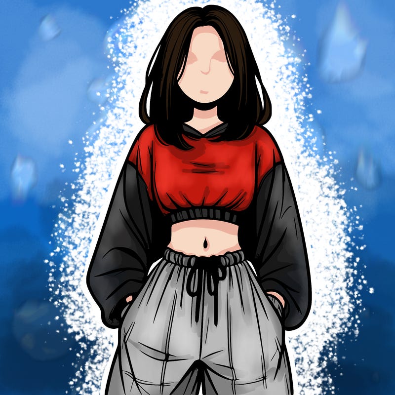 realistic girl faceless with baggy pants and a crop top