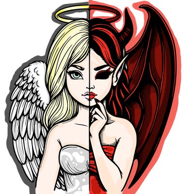 realistic angel half demon