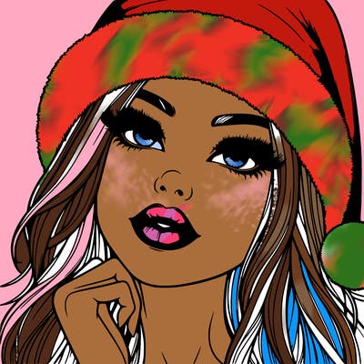 realistic christmas girl with lips