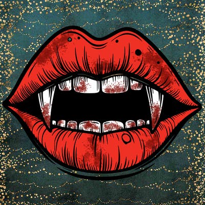 lips with vampire teeth