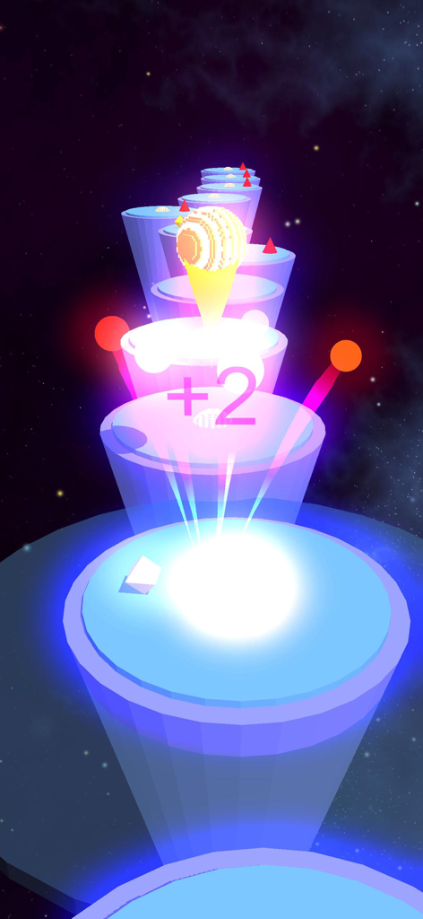 Jump Ball - Hop Stack Color 3D - A colorful ball bouncing on glowing 3D platforms in a space themed rhythm game