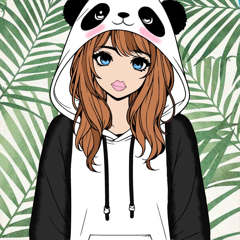 realistic girl in panda hoodie