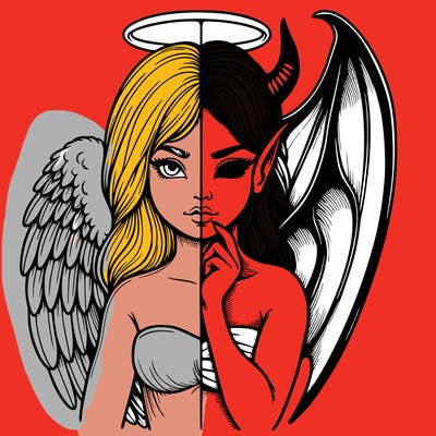 realistic angel half demon