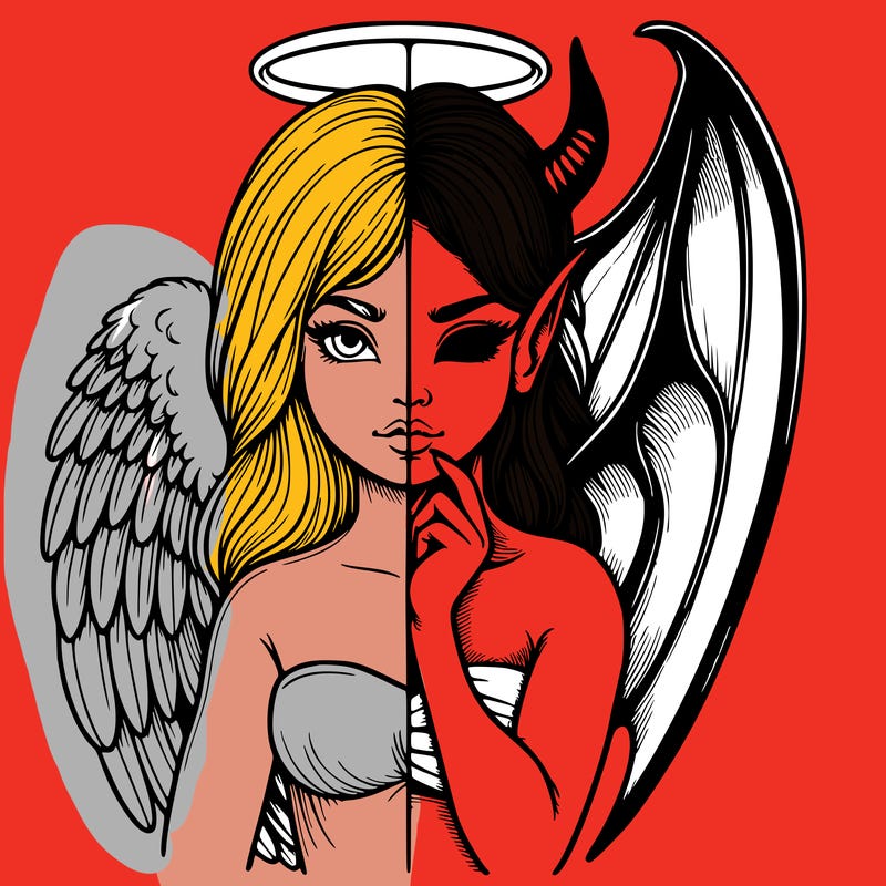 realistic angel half demon