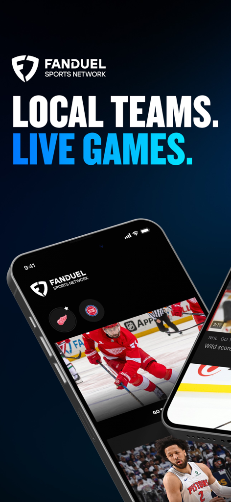 FanDuel Sports Network app interface showing local live sports games on a smartphone