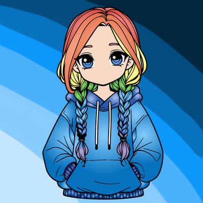 a realistic girl with a oversized hoodie and she has braids