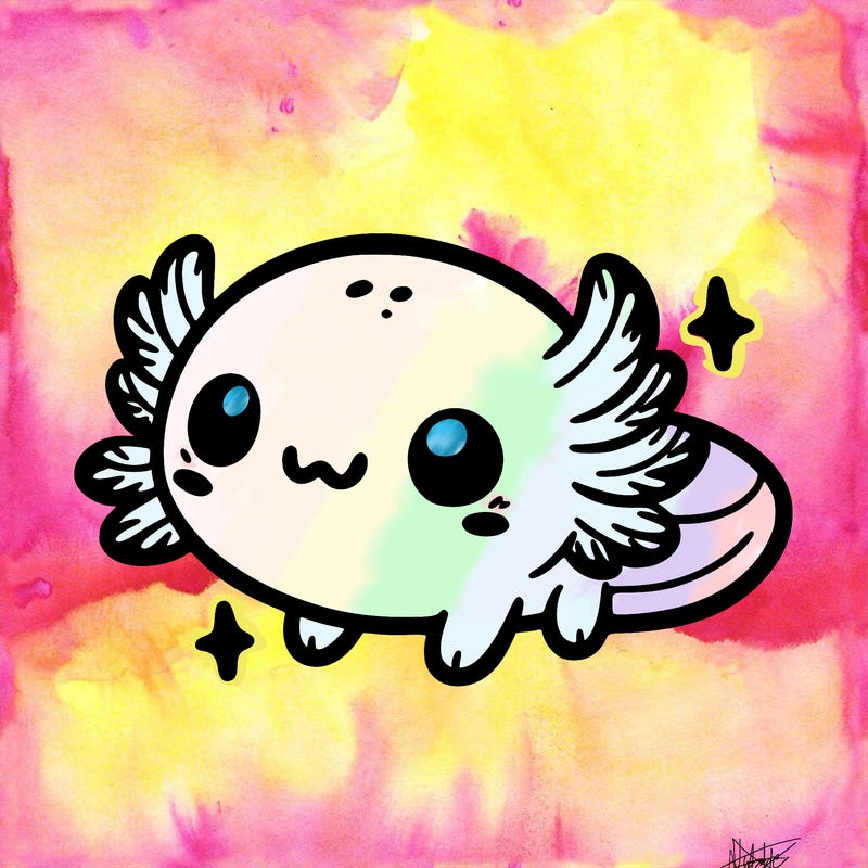 cute easy baby axolotl