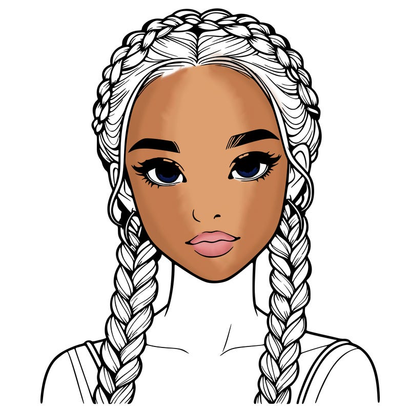 realistic girl with braids