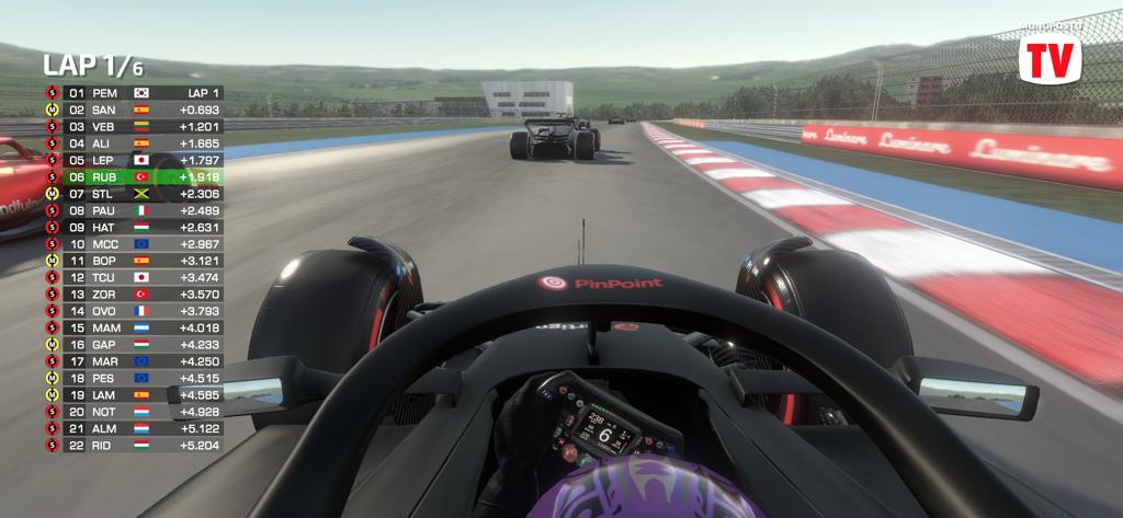 Cockpit view of a formula racing car on a track in Monoposto Lite