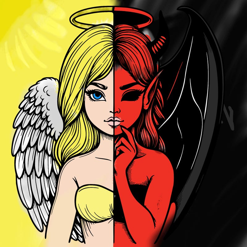 realistic angel half demon