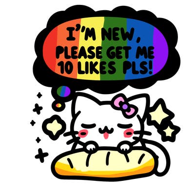 kitty taking a nap dream talking and saying "i'm new, please get me at least 10 likes pls!!"