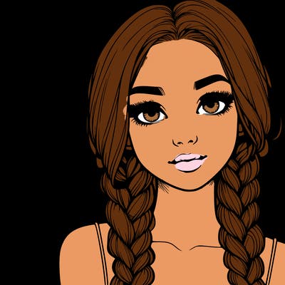 realistic girl with braids
