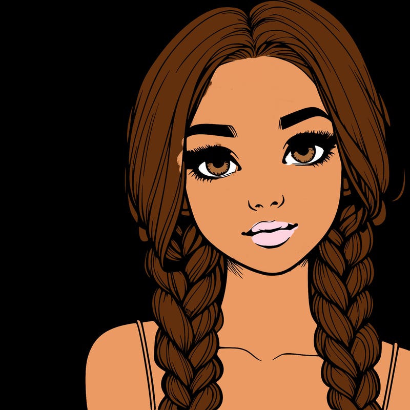 realistic girl with braids