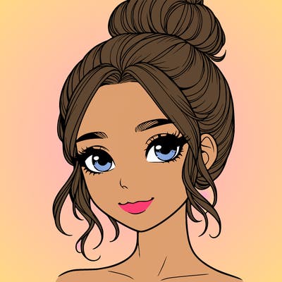 realistic pretty girl with hair in bun