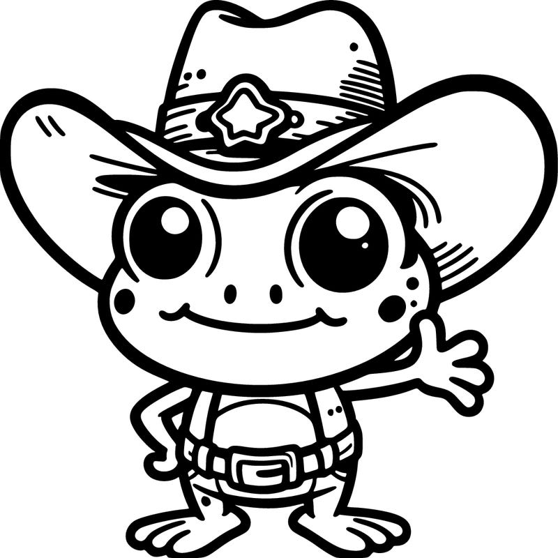 cartoon frog with a cowboy hat