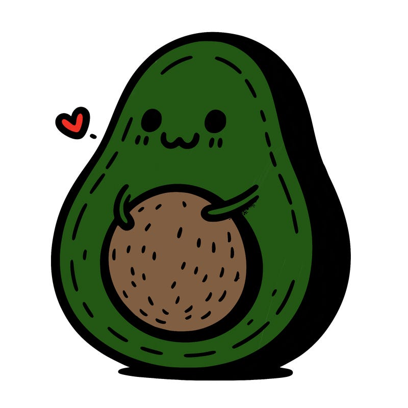 an avocado hugging an avocado