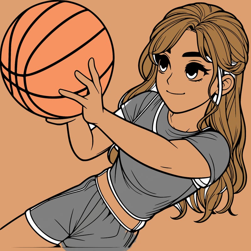 realistic girl playing basketball
