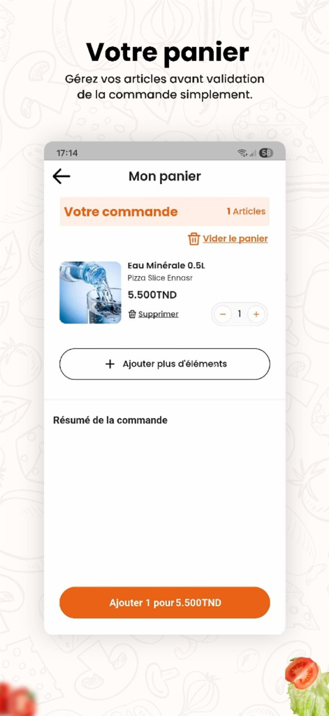 Zigzag Delivery - Zigzag Delivery app shopping cart screen with order details